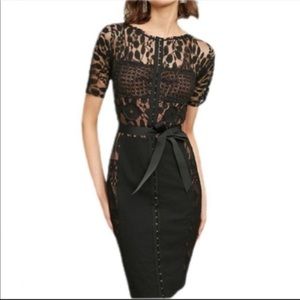 ANTHROPOLOGIE BYRON LARS Beguile Carissima Black Lace Nude Sheath Dress